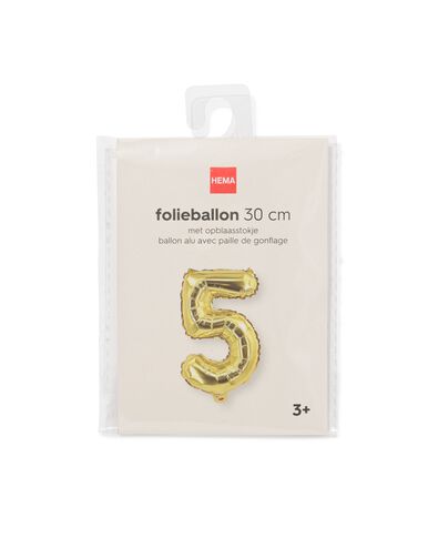 folieballon cijfer 5 30cm goud - 14260026 - HEMA