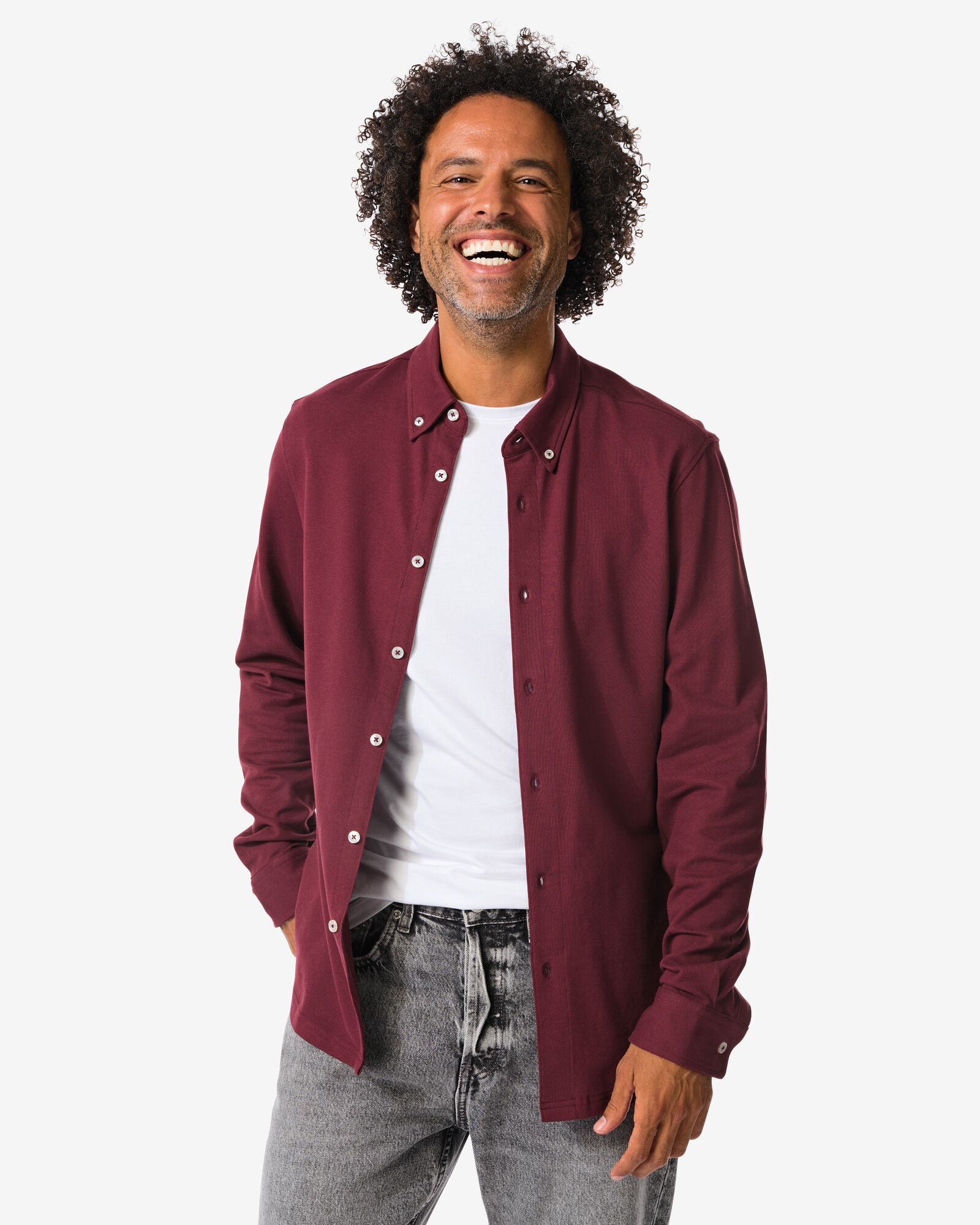 chemise homme Billy jersey rouge foncé rouge foncé - 2101760DARKRED - HEMA