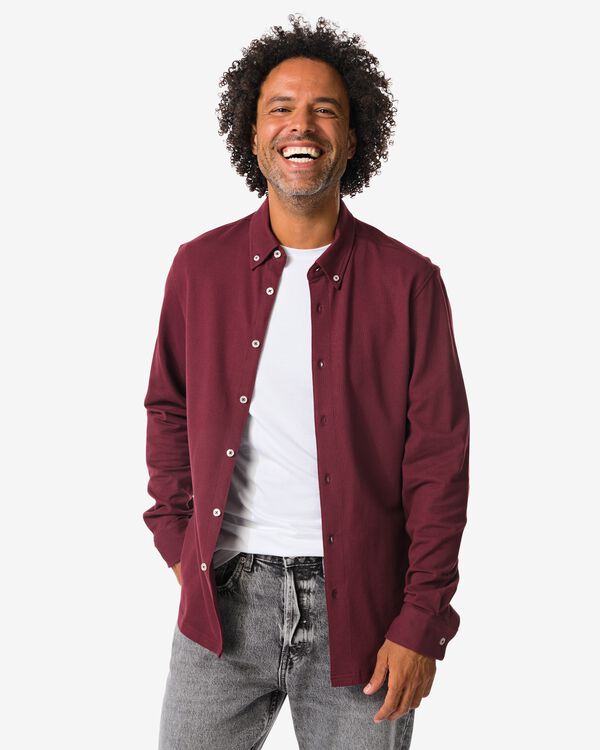 chemise homme Billy jersey rouge foncé rouge foncé - 2101760DARKRED - HEMA