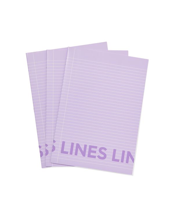 3er-Pack Hefte, violett, DIN A4, liniert - 14120207 - HEMA