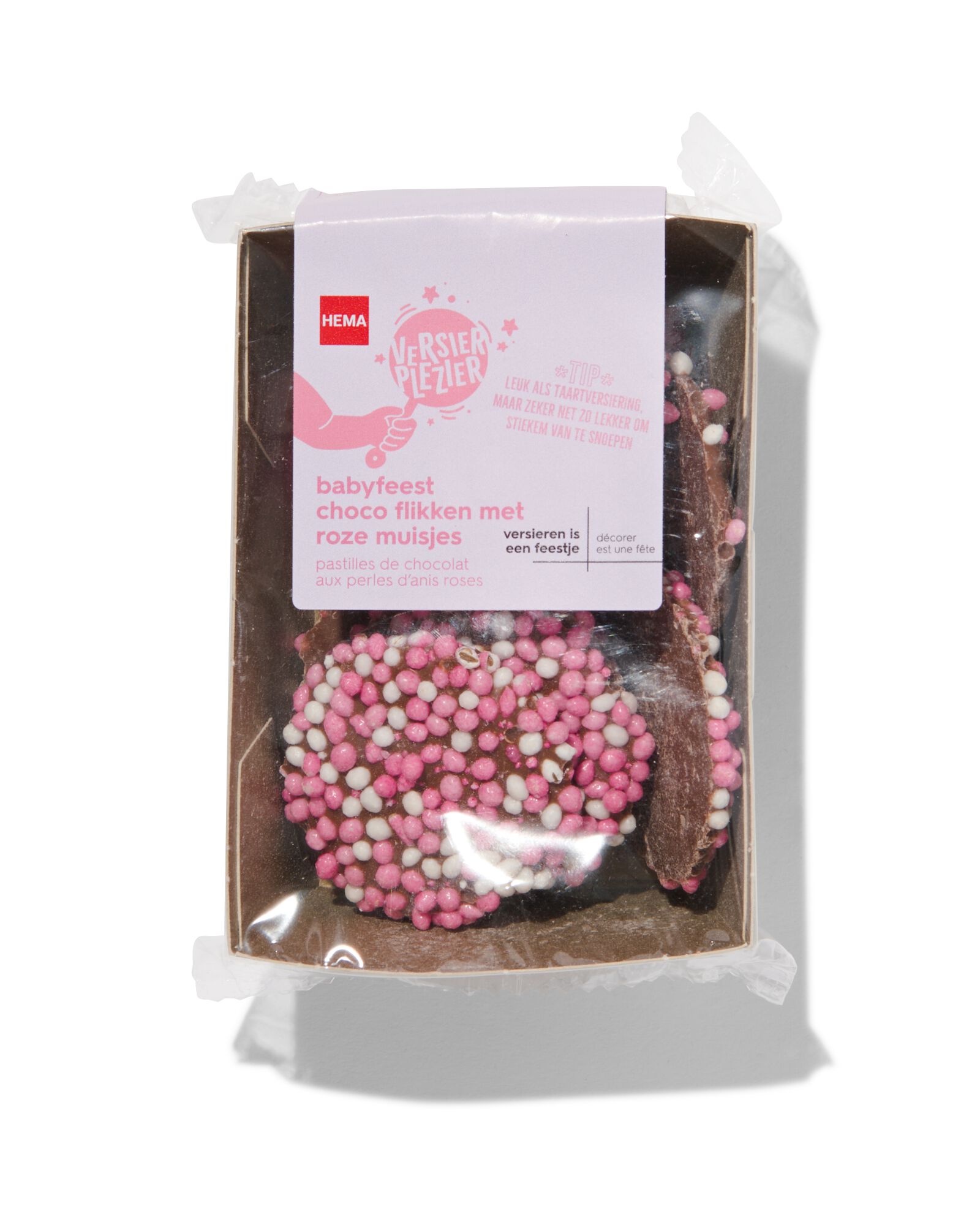 d&eacute;coration pour g&acirc;teau - pastilles en chocolat - f&ecirc;te b&eacute;b&eacute; rose - 10280025 - HEMA