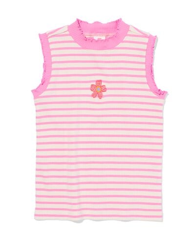 maillot de corps enfant c&ocirc;tel&eacute; rayures fleurs rose rose - 30827214PINK - HEMA