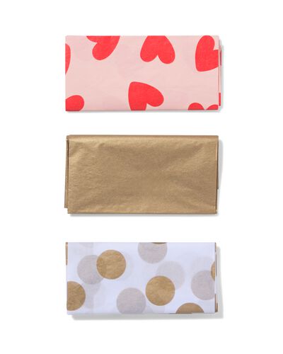 papier de soie cœur doré - lot de 3 - 14793318 - HEMA