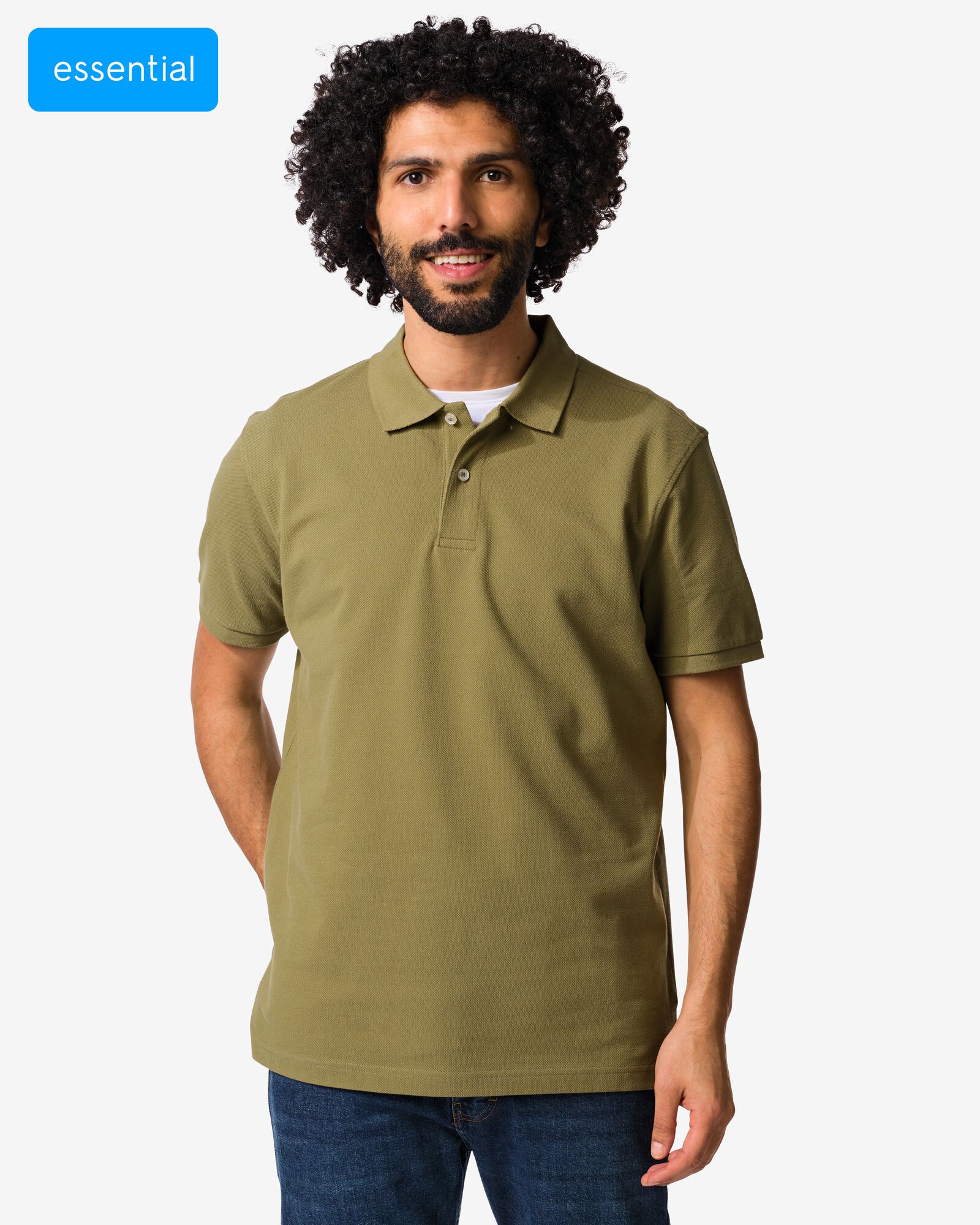 herenpolo Denton regular fit piqu&eacute; middengroen middengroen - 2140880MIDGREEN - HEMA