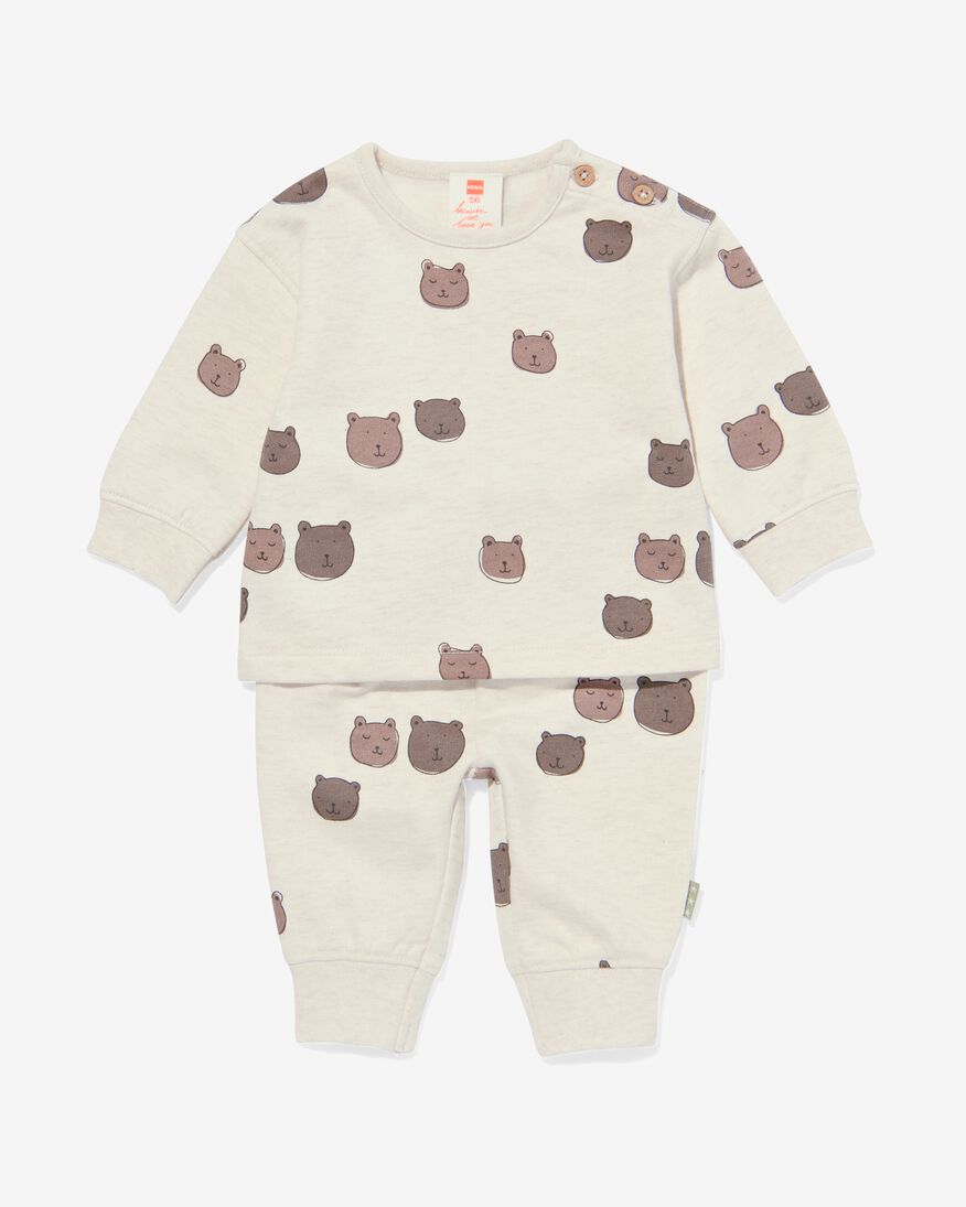 newborn kledingset sweater en broek ecru ecru - 33475010ECRU - HEMA
