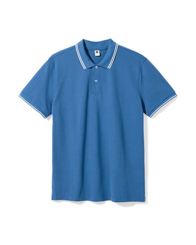 polo homme Denton piqu&eacute; bleu moyen bleu moyen - 2140550MIDBLUE - HEMA