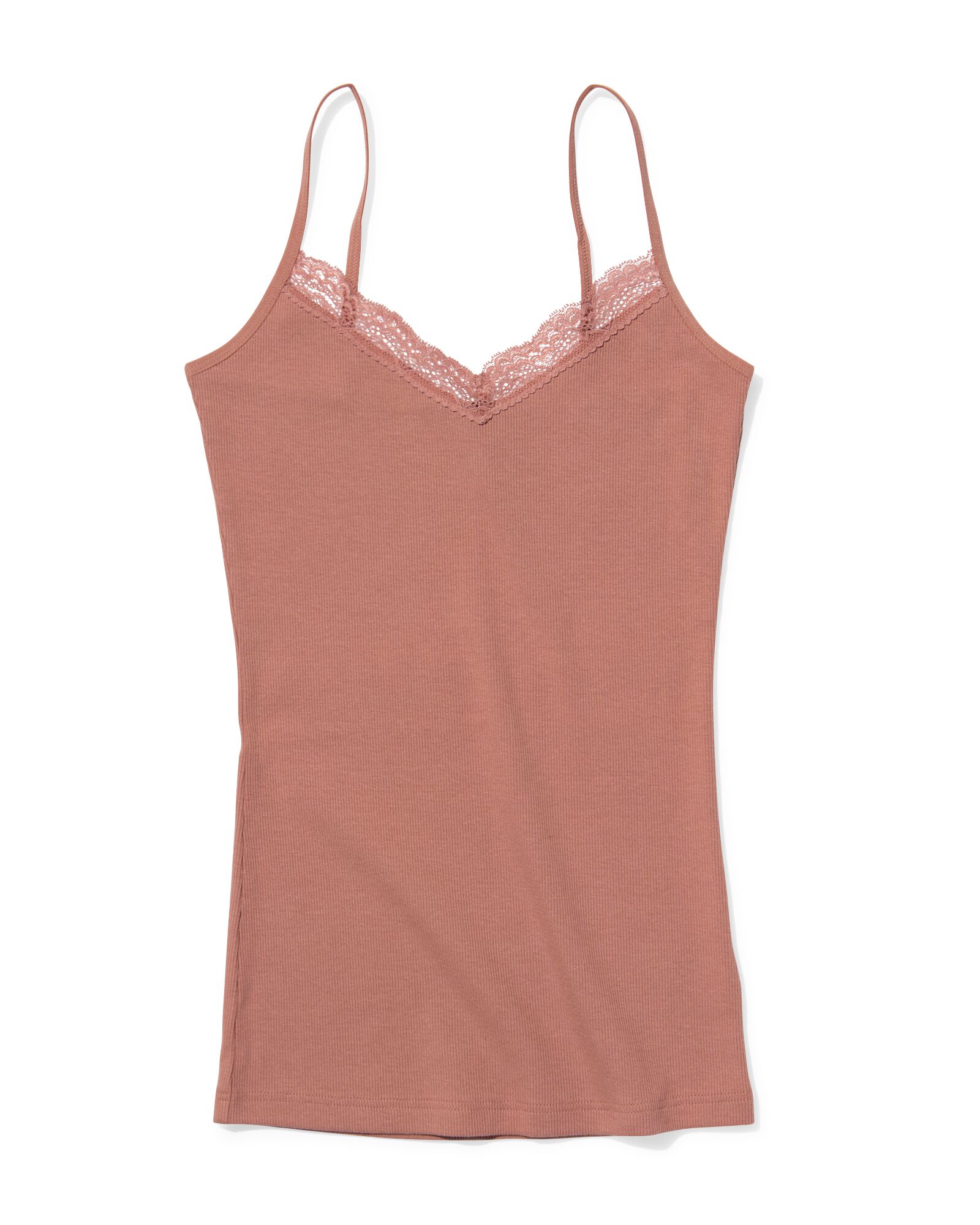 Damenhemd, Spaghettitr&auml;ger, mit Spitze hellbraun - 19681244LIGHTBROWN - HEMA