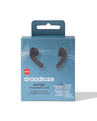 draadloze oortjes in oplaadcase zwart - 39680050 - HEMA