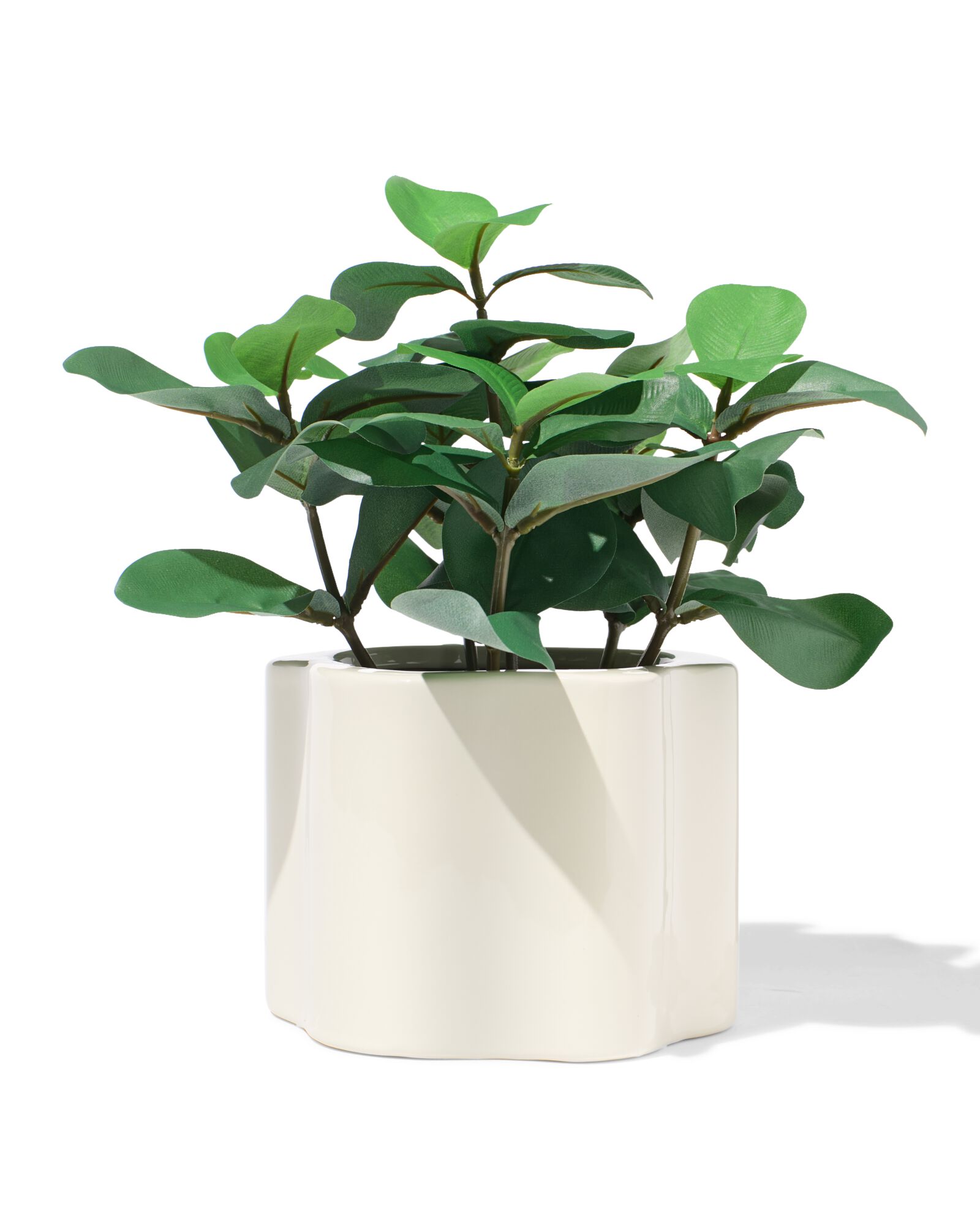 Blumentopf 17,9x12,5x13,6 cm Keramik gewellt cremefarben - 13324203 - HEMA