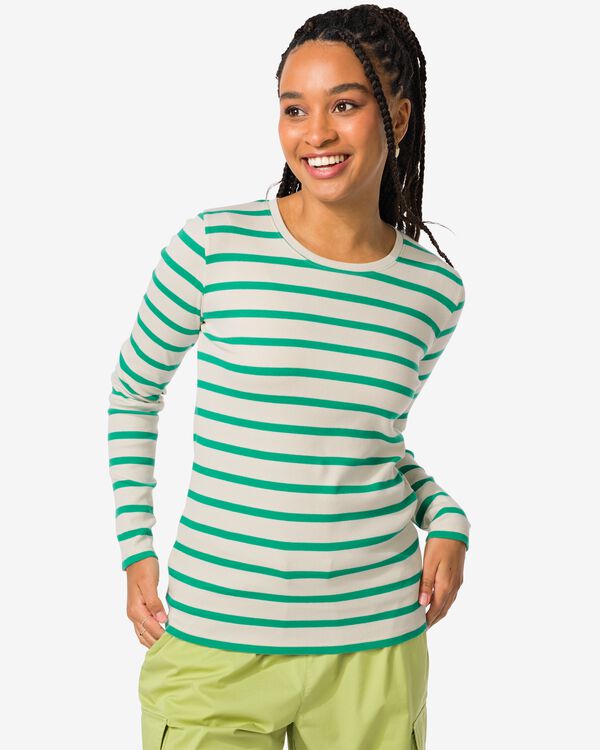 Damen-Shirt Clara, Feinripp dunkelgrün dunkelgrün - 36255350DARKGREEN - HEMA
