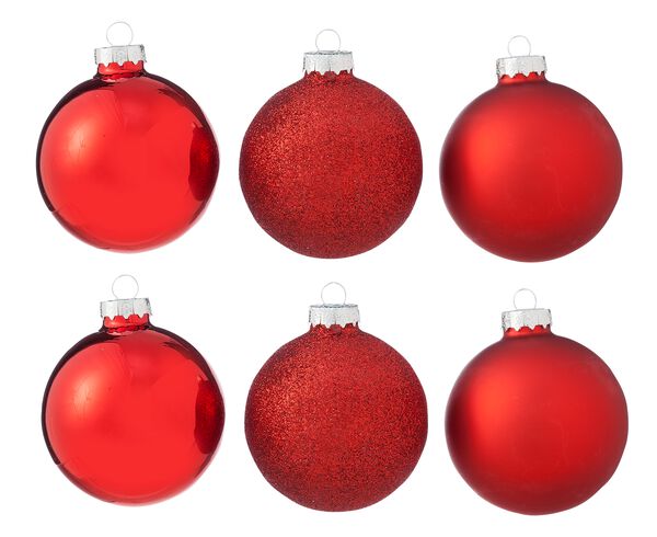 6er-Pack Weihnachtsbaumkugeln, Glas, rot, Ø 7 cm - 25103162 - HEMA