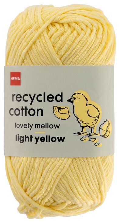 fil à tricoter et à crocheter en coton recyclé 85m jaune clair jaune clair recycled cotton - 1400246 - HEMA