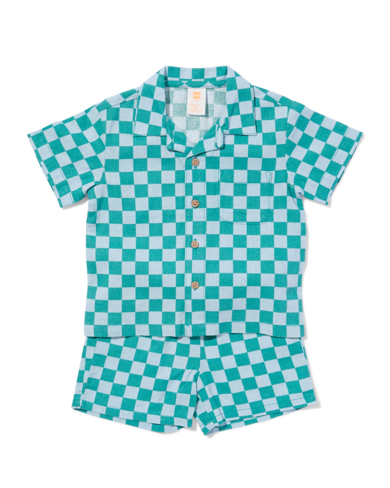 babykledingset comfy fit ruiten blauw blauw - 33187170BLUE - HEMA
