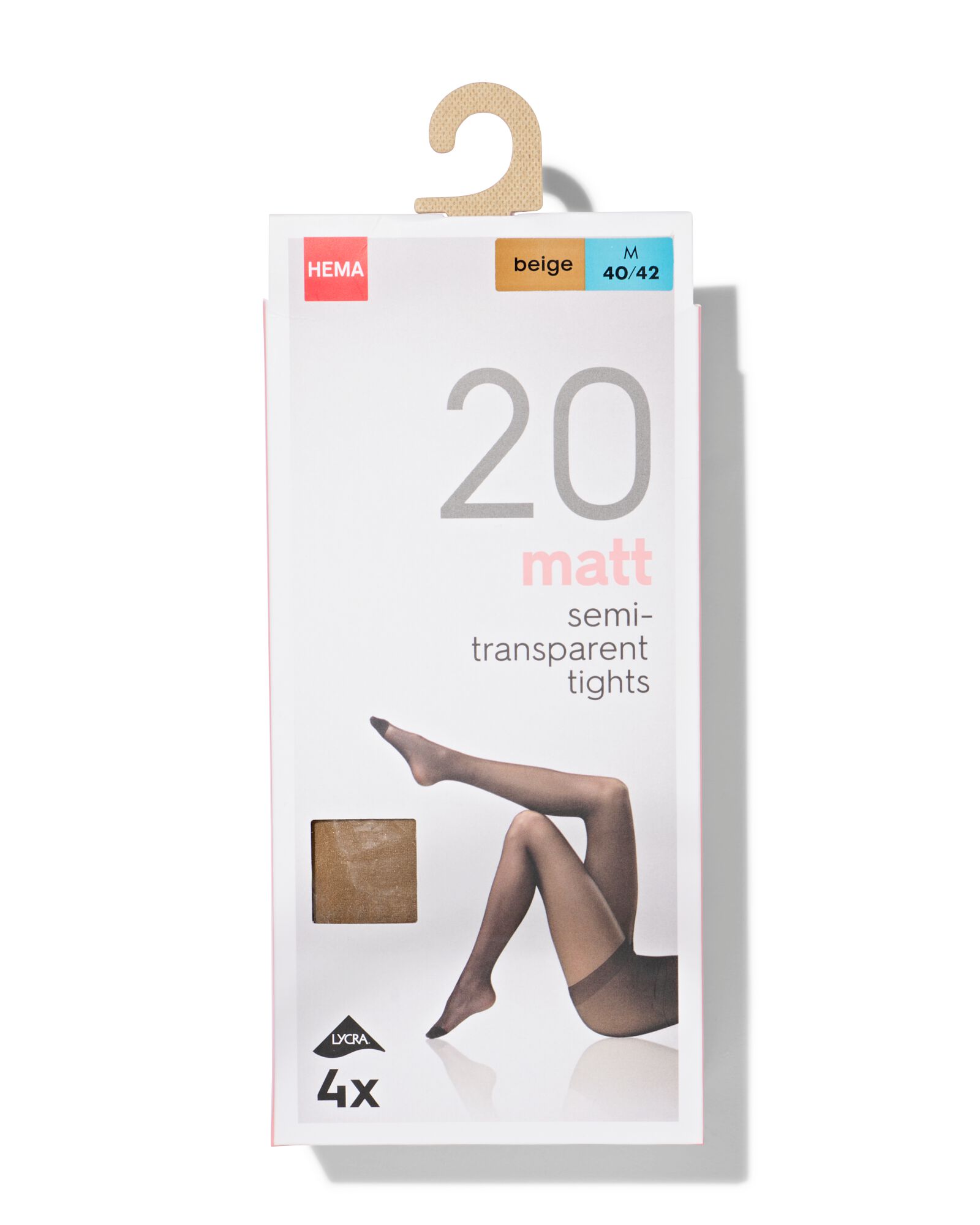 4-pak mat pantys 20 denier beige beige - 4012250BEIGE - HEMA