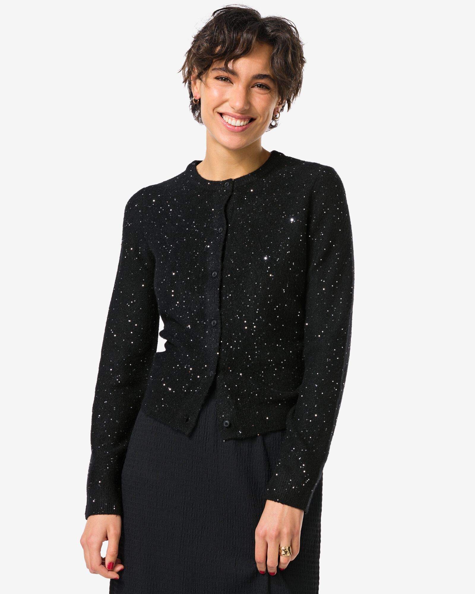 damesvest Gia glitter zwart zwart - 36205840BLACK - HEMA