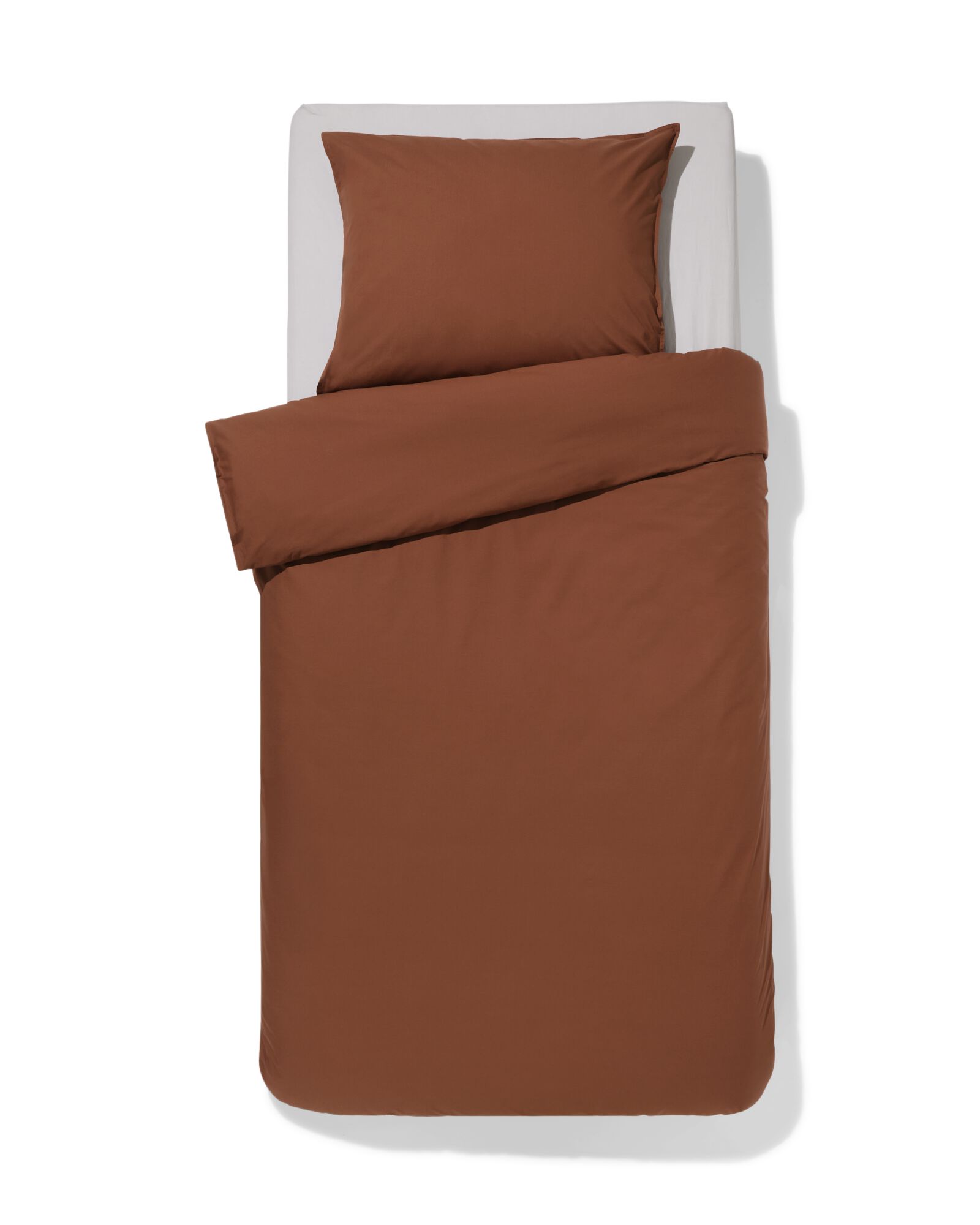 dekbedovertrek 140x200/220cm hotel katoen percal bruin - 5700276 - HEMA