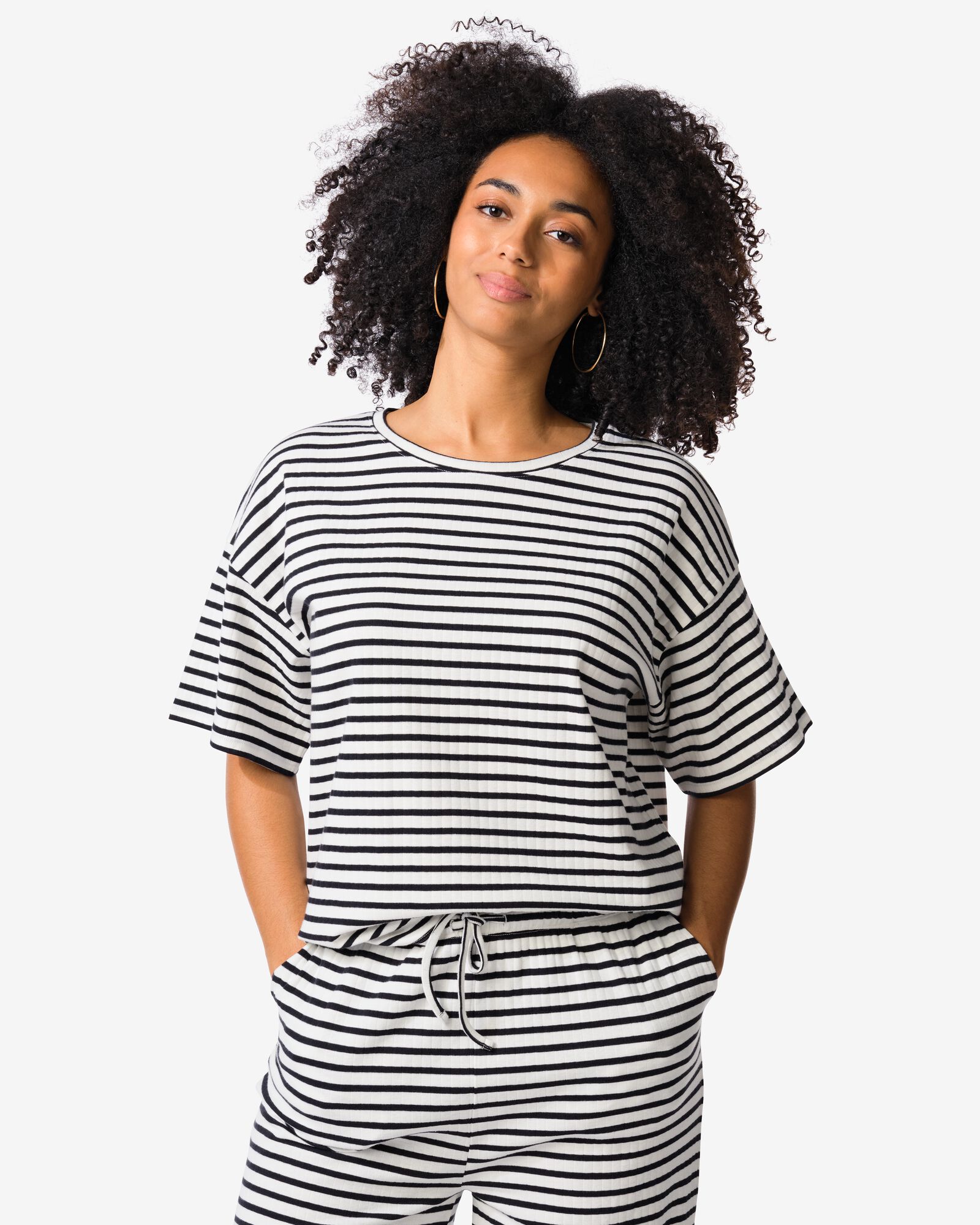 Damen T-Shirt Noel Streifen schwarz schwarz - 36239475BLACK - HEMA