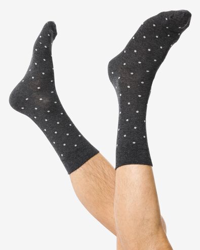 heren sokken met katoen stippen grijsmelange 43/46 - 4152652 - HEMA