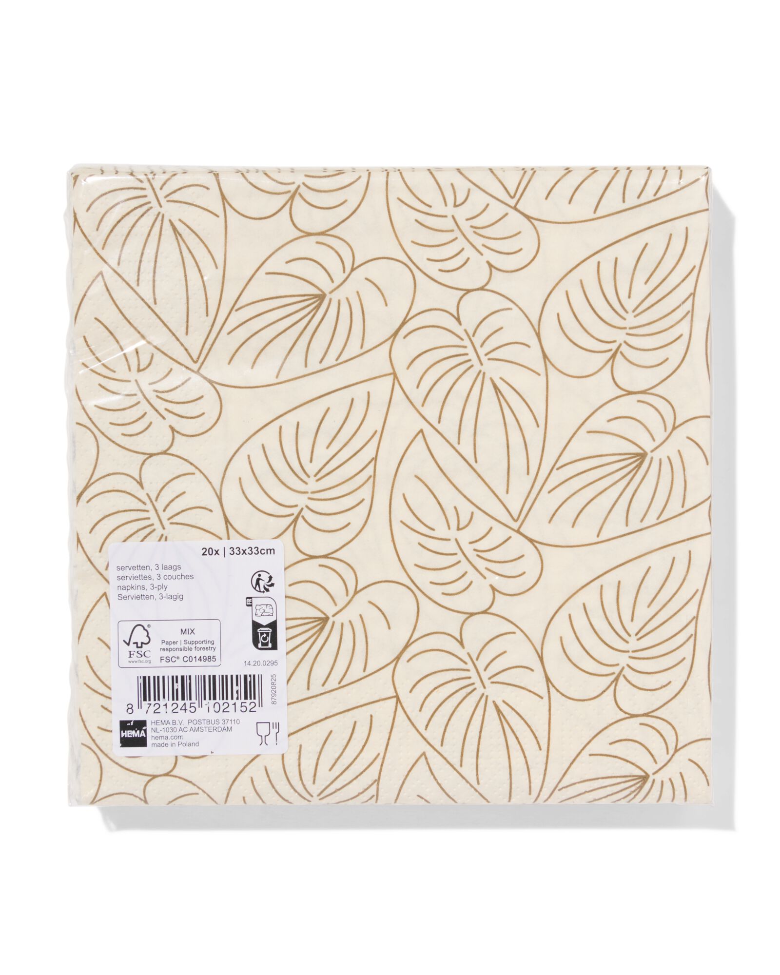Servietten 33 &times; 33 cm Papier botanisch &ndash; 20 St&uuml;ck - 14200295 - HEMA