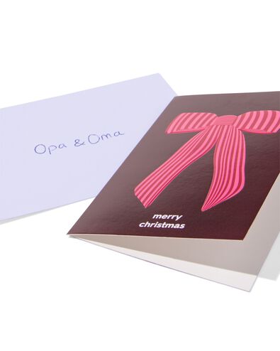 cartes de No&euml;l 11x8cm avec noeud - 5 pi&egrave;ces - 25300154 - HEMA