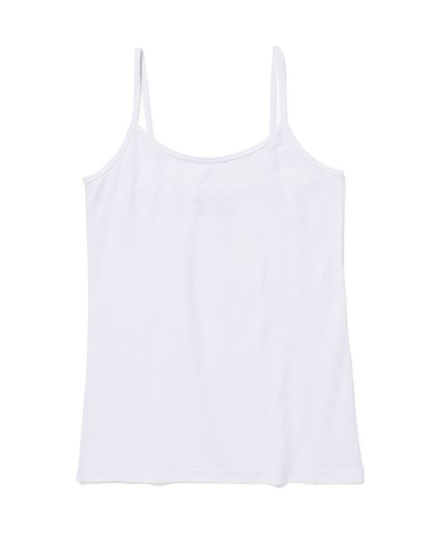 d&eacute;bardeur femme &agrave; bretelles spaghetti coton confort parfait blanc blanc - 19691314WHITE - HEMA