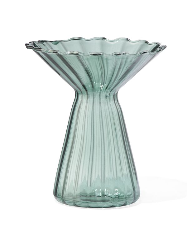 vase pour b&acirc;tonnets parfum&eacute;s ⌀10,5x12cm verre &agrave; collerette vert fonc&eacute; - 13507519 - HEMA