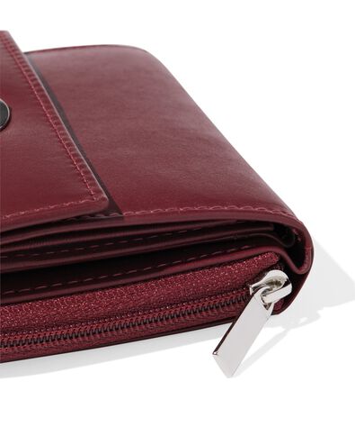 ritsportemonnee met flap leer rood - 18150065 - HEMA