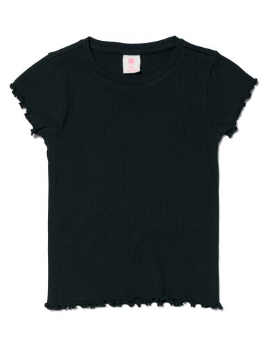 t-shirt enfant avec côtes noir 146/152 - 30874155 - HEMA