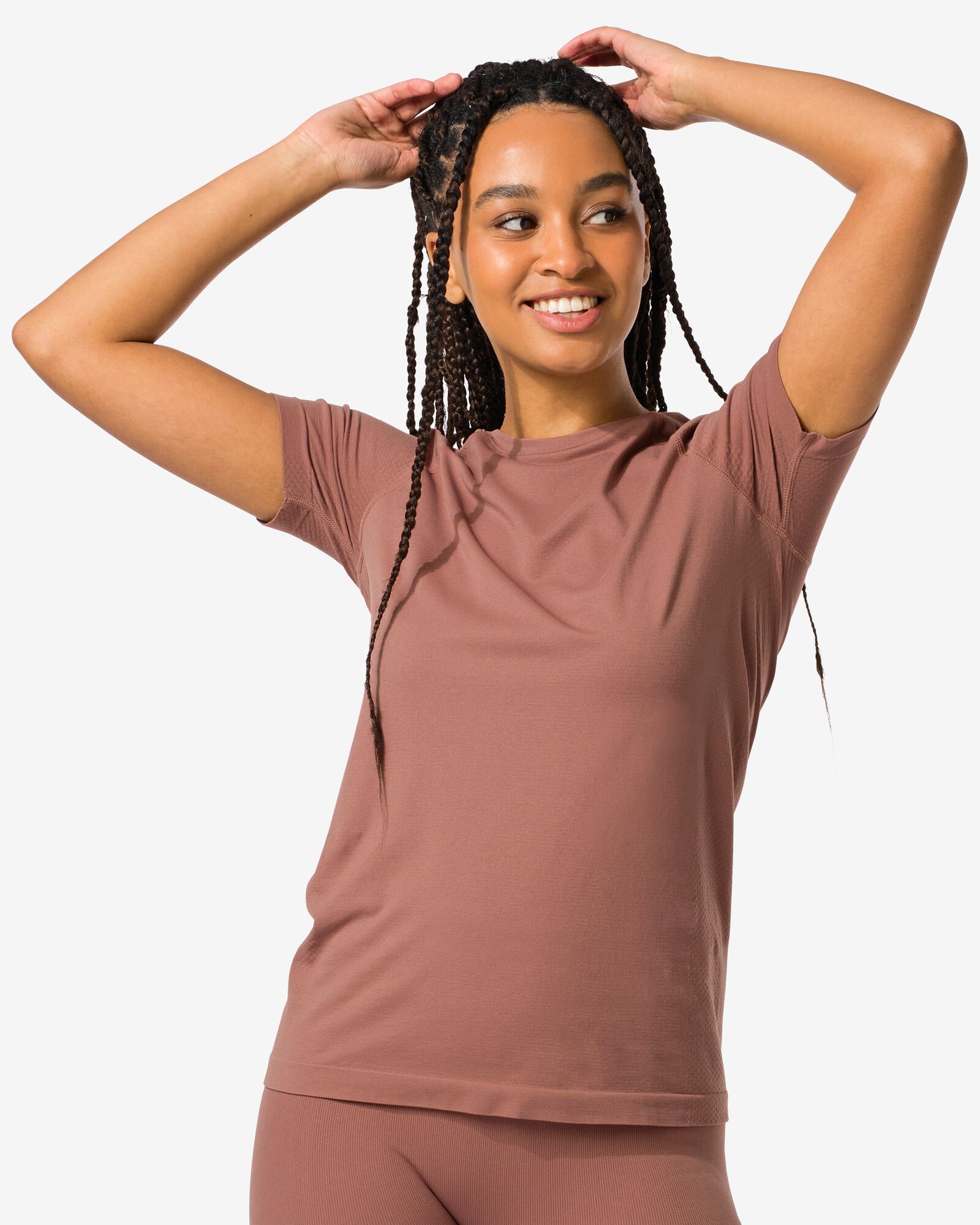 Image de HEMA T-shirt Sport Sans Coutures Femme Marron Moyen (marron moyen)