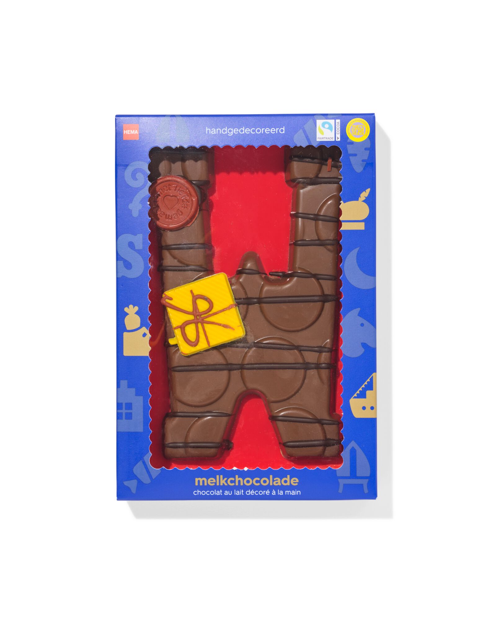 Lettre en chocolat d&eacute;cor&eacute;e &agrave; la main lait W 180g - 24427423 - HEMA