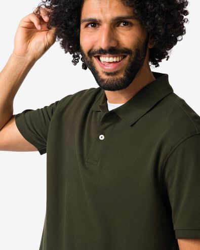 herenpolo Denton regular fit piqu&eacute; donkergroen donkergroen - 2140860DARKGREEN - HEMA