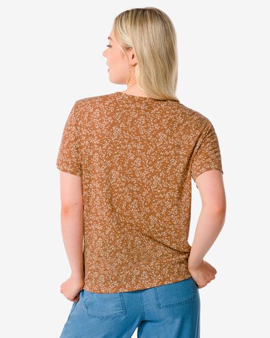 t-shirt femme Annie avec lin marron - 1000031351 - HEMA