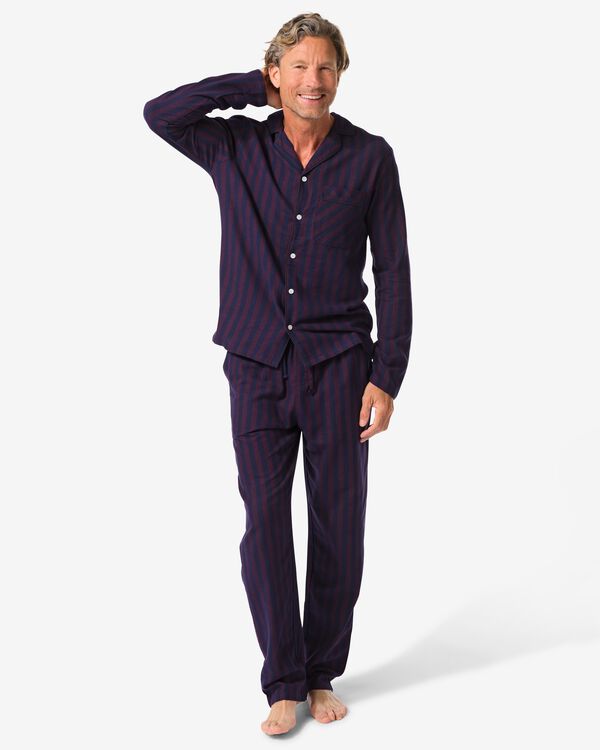 pyjama homme flanelle ray&eacute; rouge fonc&eacute; rouge fonc&eacute; - 23634420DARKRED - HEMA