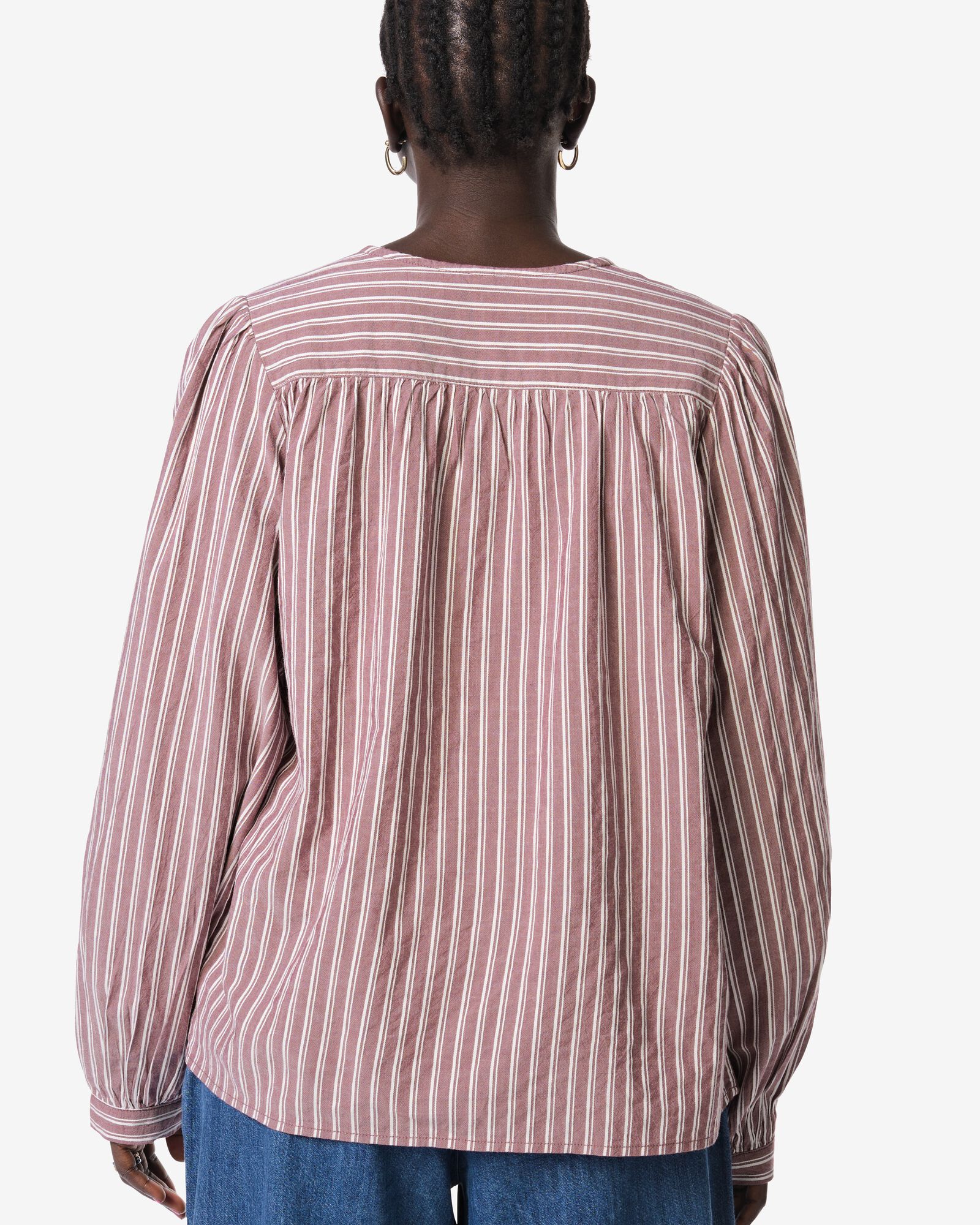 damesblouse Sally strepen bordeauxrood bordeauxrood - 36206930BURGUNDYRED - HEMA