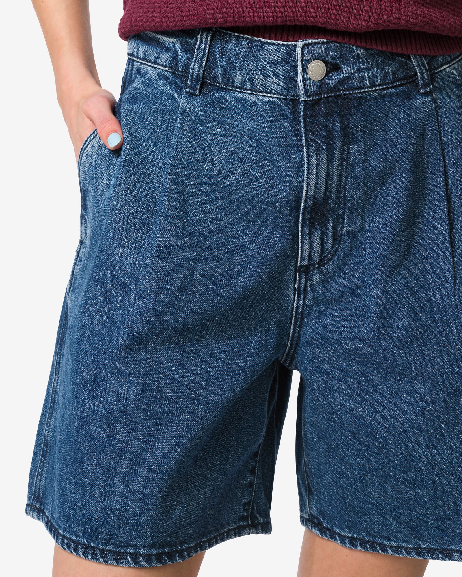 Damenshorts weite Passform Denim mittelblau mittelblau - 36209180MIDBLUE - HEMA