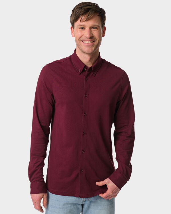 chemise homme Billy jersey rouge fonc&eacute; rouge fonc&eacute; - 2101760DARKRED - HEMA