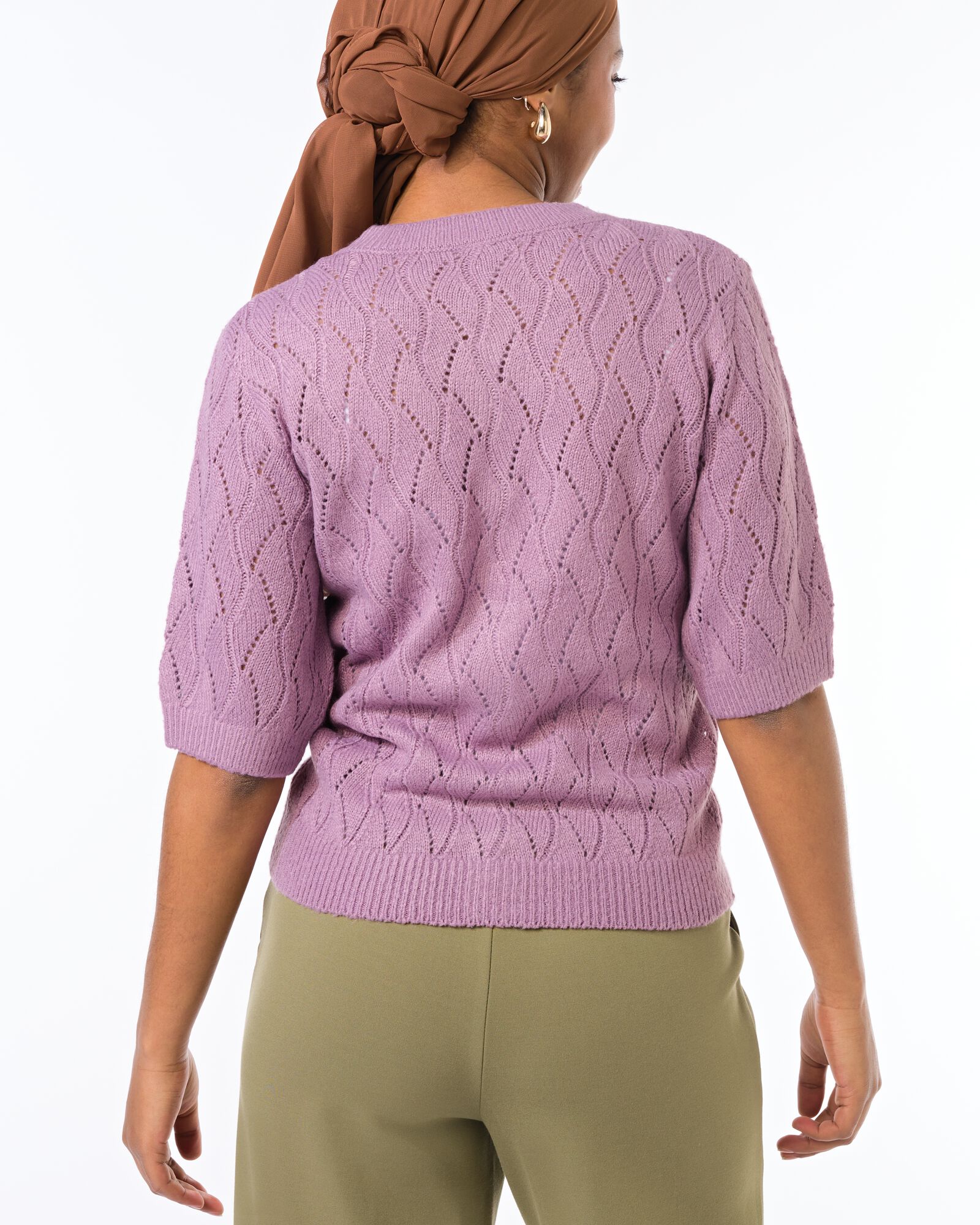 Damen-Strickjacke Golda, Ajour violett violett - 36205550PURPLE - HEMA