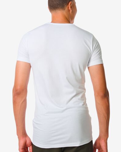 t-shirt homme slim fit col rond - extra long avec bambou blanc S - 34272741 - HEMA