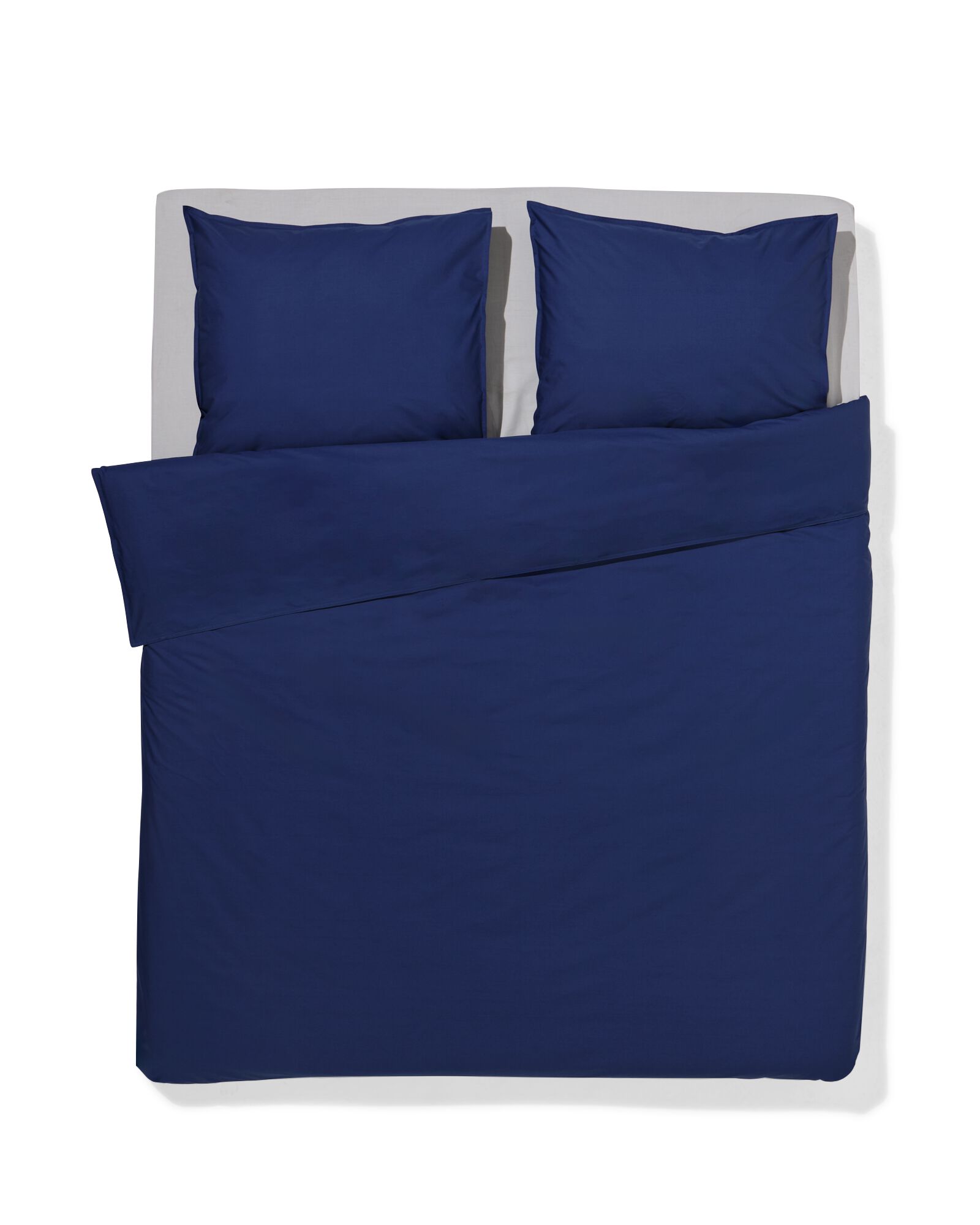 housse de couette 200x200/220cm percale bleu fonc&eacute; - 5750168 - HEMA