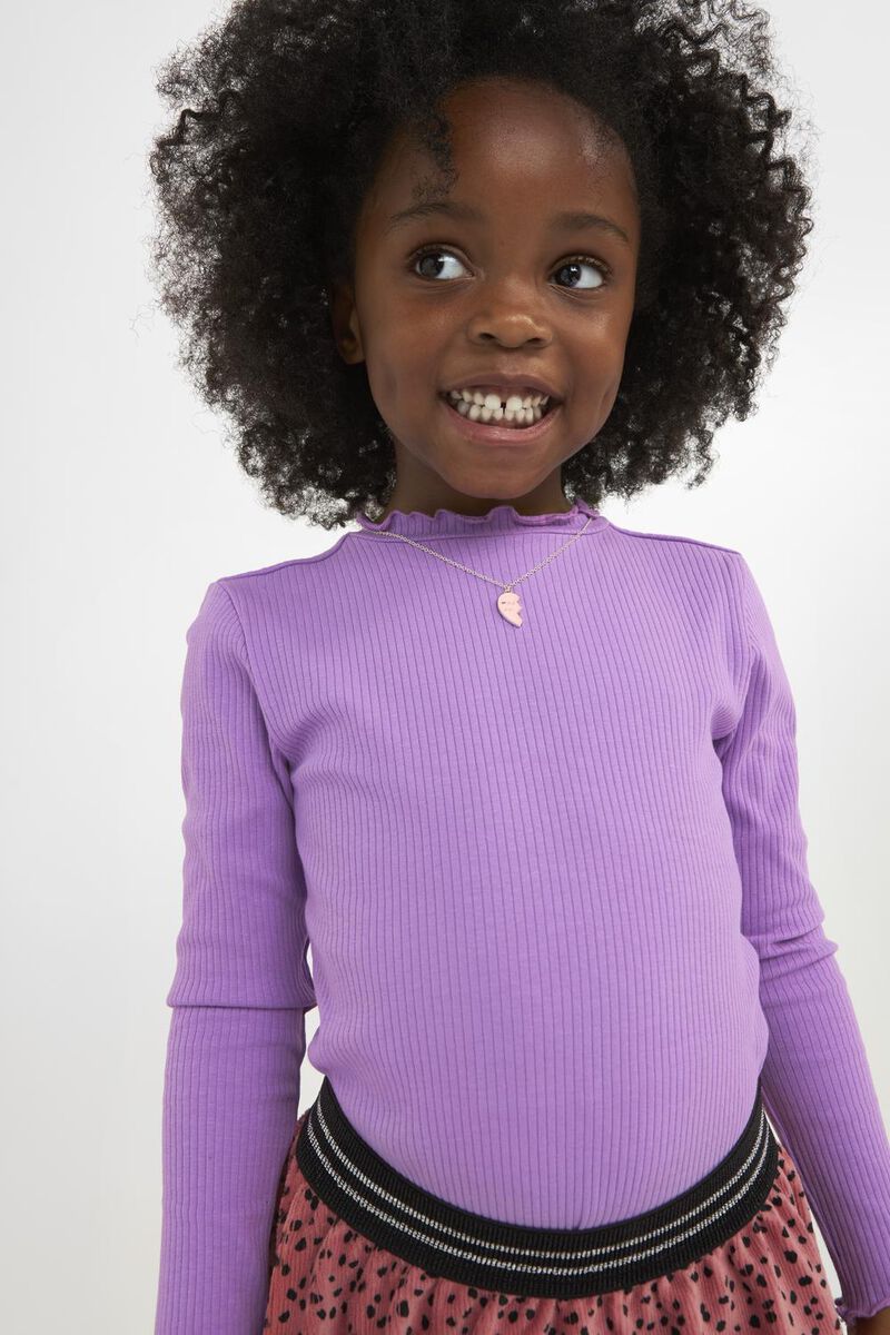 t-shirt enfant côtelé lilas lilas - 1000026183 - HEMA