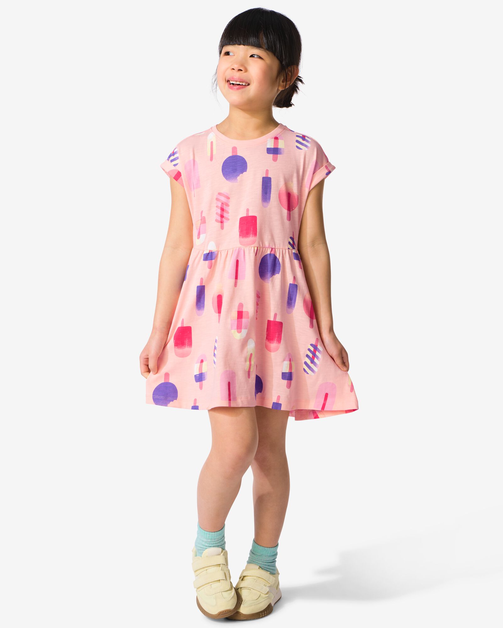 Kinderkleid in A-Linie mit Eist&uuml;tendruck hellrosa hellrosa - 30865900LIGHTPINK - HEMA