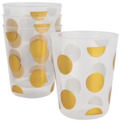 4 gobelets en plastique réutilisables - Ø7.5 cm - pois dorés - 14200392 - HEMA