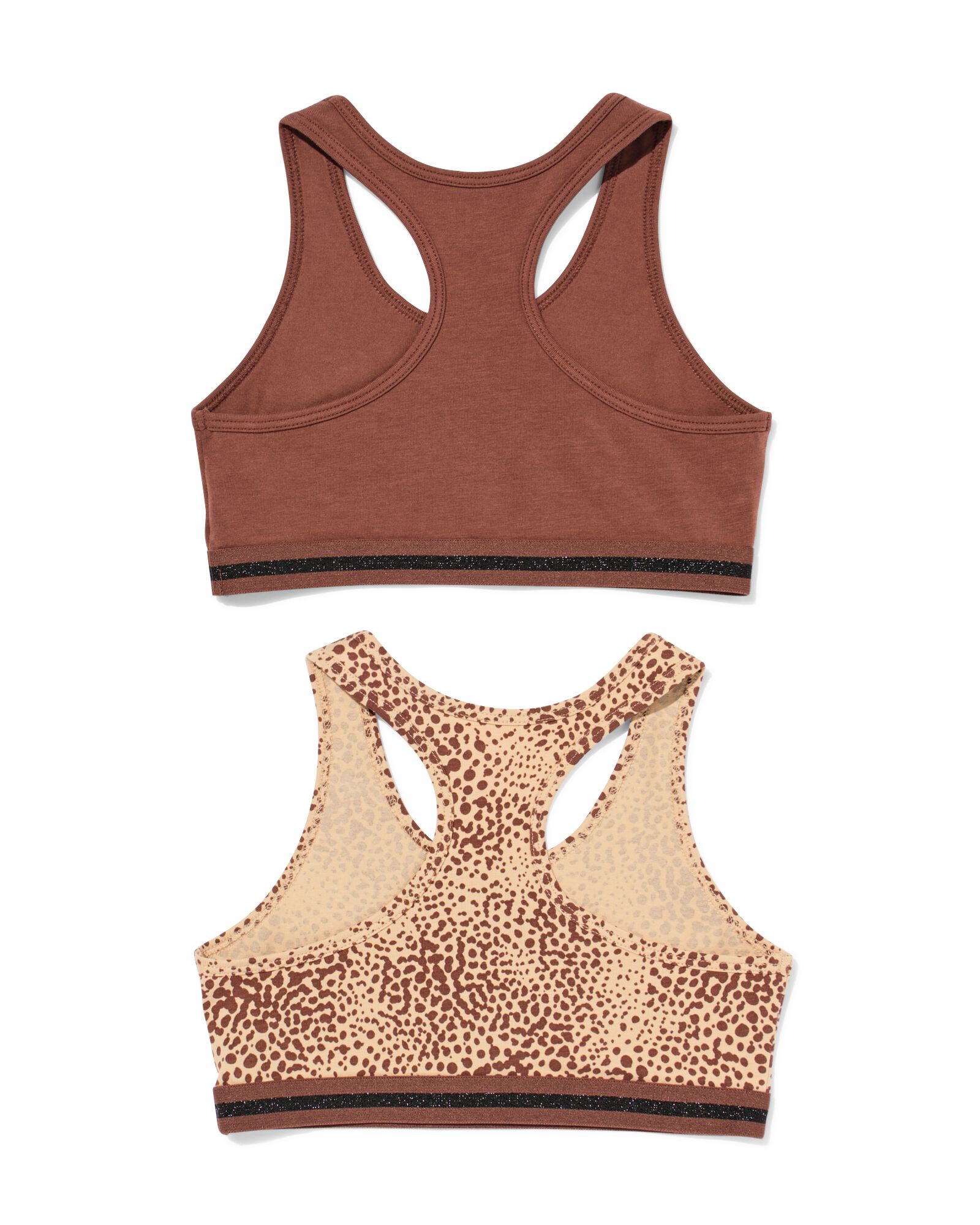 kinder crop tops luipaard - 2 stuks bruin bruin - 19301660BROWN - HEMA