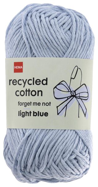 fil à tricoter et à crocheter en coton recyclé 85m bleu clair bleu clair recycled cotton - 1400243 - HEMA