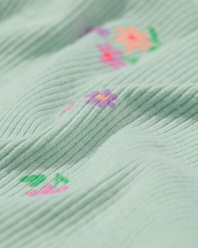 Kinder-Pyjama, Blumen, gerippt, Baumwolle/Elasthan hellgrün - 23021580LIGHTGREEN - HEMA