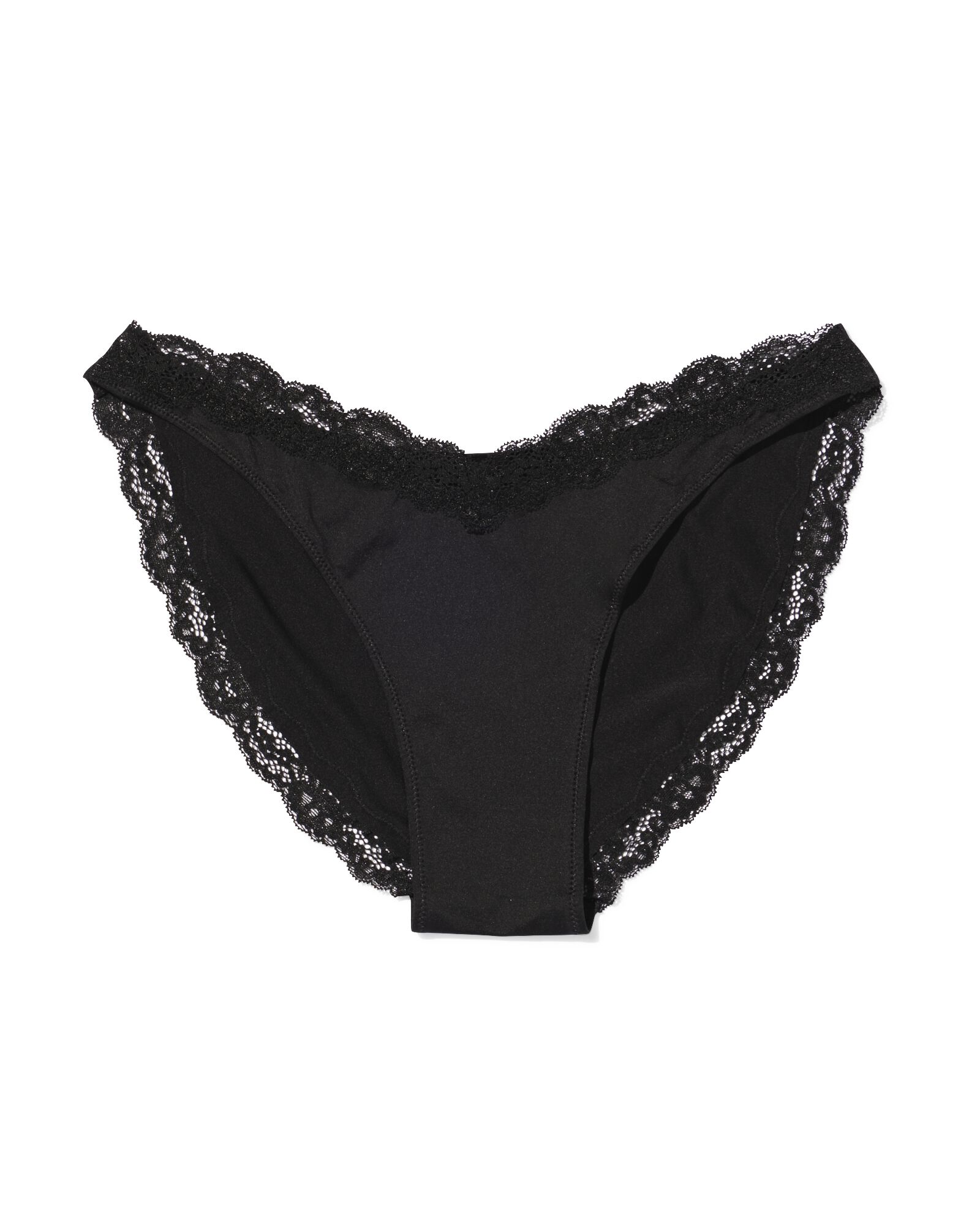 damesbrazilian hoge beenuitsnede micro met kant zwart zwart - 19601344BLACK - HEMA