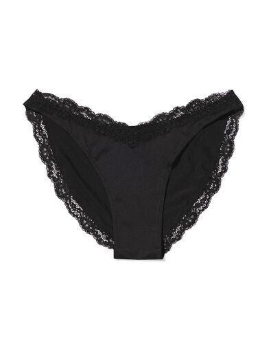 damesbrazilian hoge beenuitsnede micro met kant zwart zwart - 19601344BLACK - HEMA