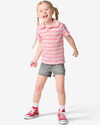 t-shirt enfant avec col polo rose 158/164 - 30853546 - HEMA