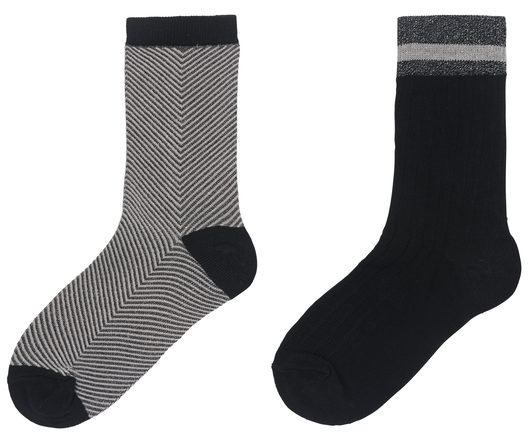 2 paires de chaussettes femme avec du coton - cerise noir noir - 1000028909 - HEMA