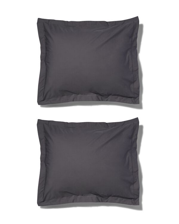 taies d'oreiller percal 60x70 gris fonc&eacute; - 2 pcs. - 5180042 - HEMA